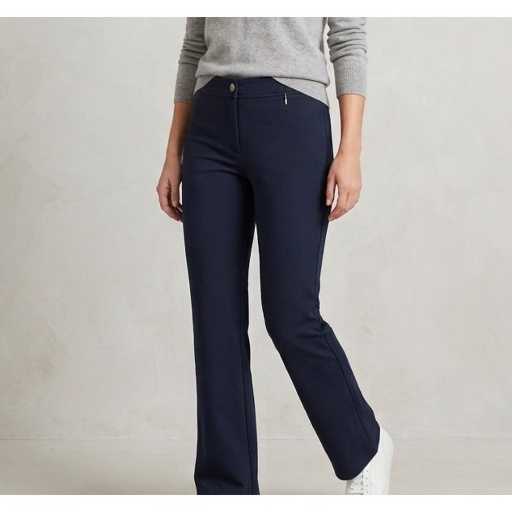 Eileen‎ Fisher Petite SP Navy Blue Stretch Cotton Ponte Knit Straight Leg Pants